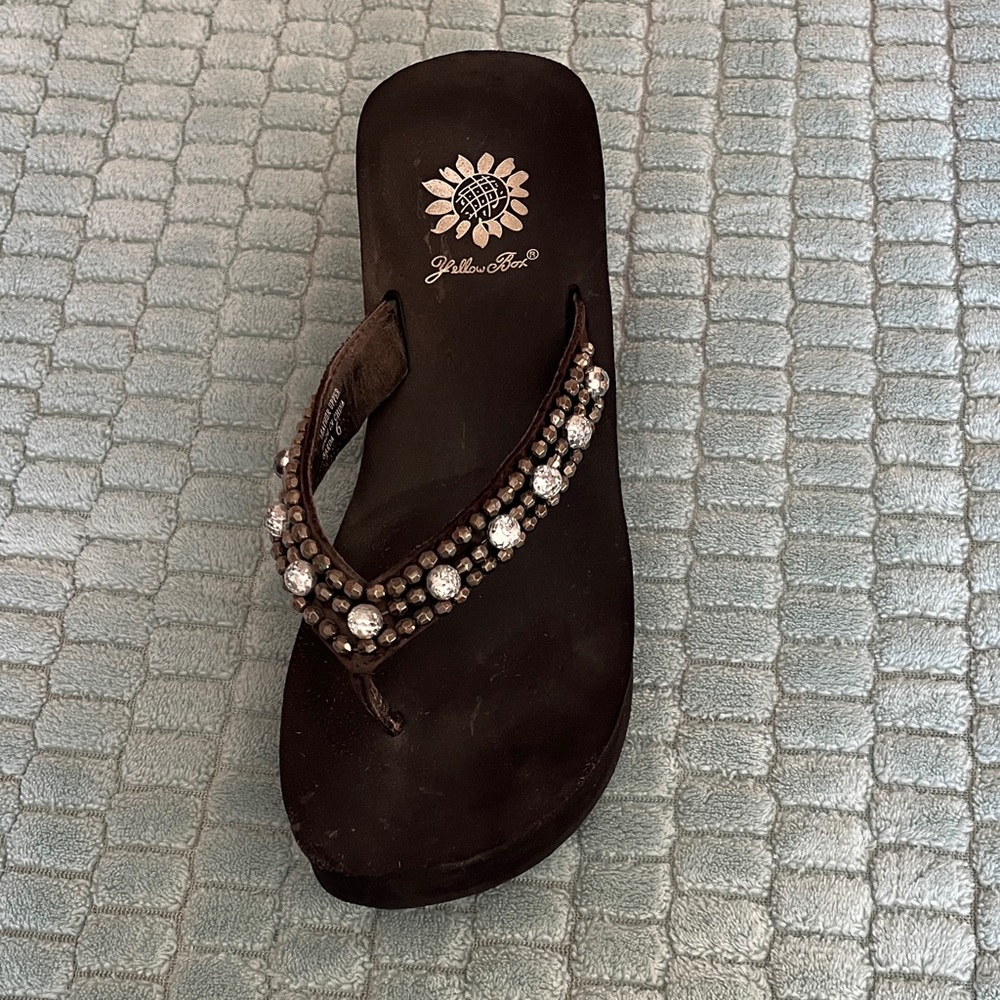 Yellow Box Women's Embellished Brown Sandals